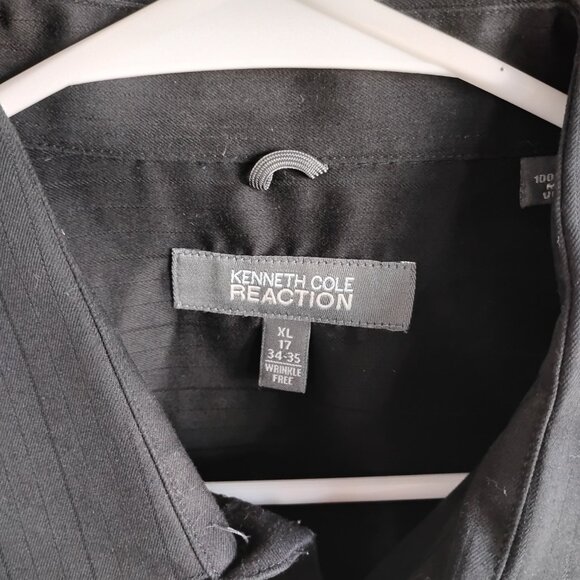 Kenneth Cole Reaction Long Sleeve Black Dress Shirt Sz 17 34-35 - Picture 4 of 4